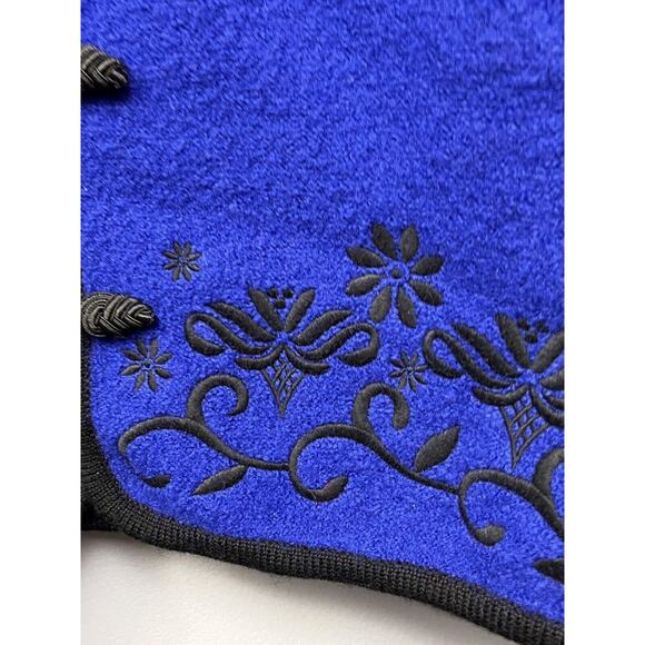 Appleseed's Cardigan Sweater Womens Petite Medium Blue Wool Embroidered - Picture 6 of 6